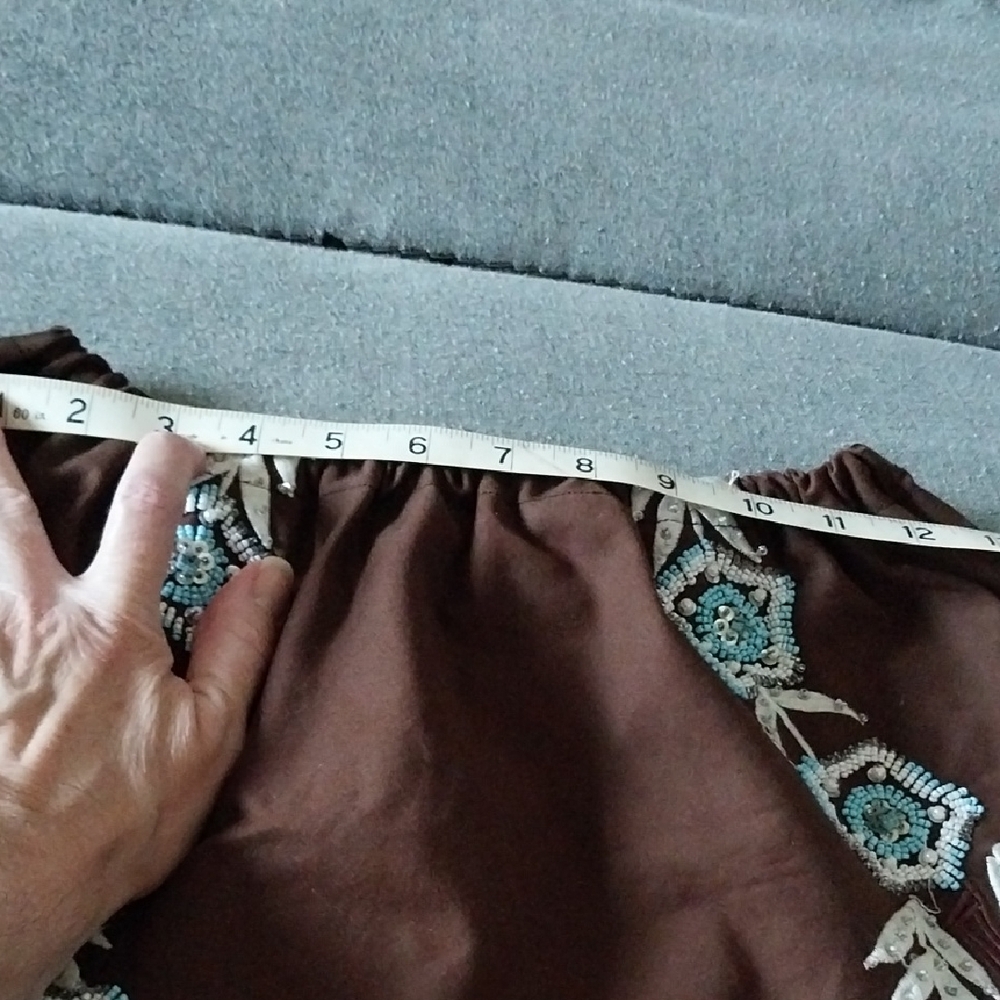Ooak Upcycled Brown Beaded Skirt - Picture 4 of 5
